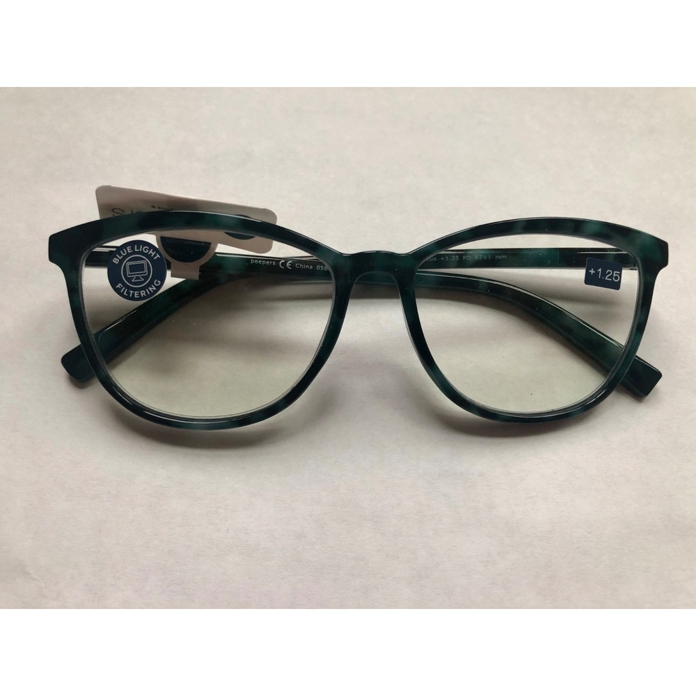 New Peepers Bengal Green Tortoise Cat Eye Reading Glasses +1.25